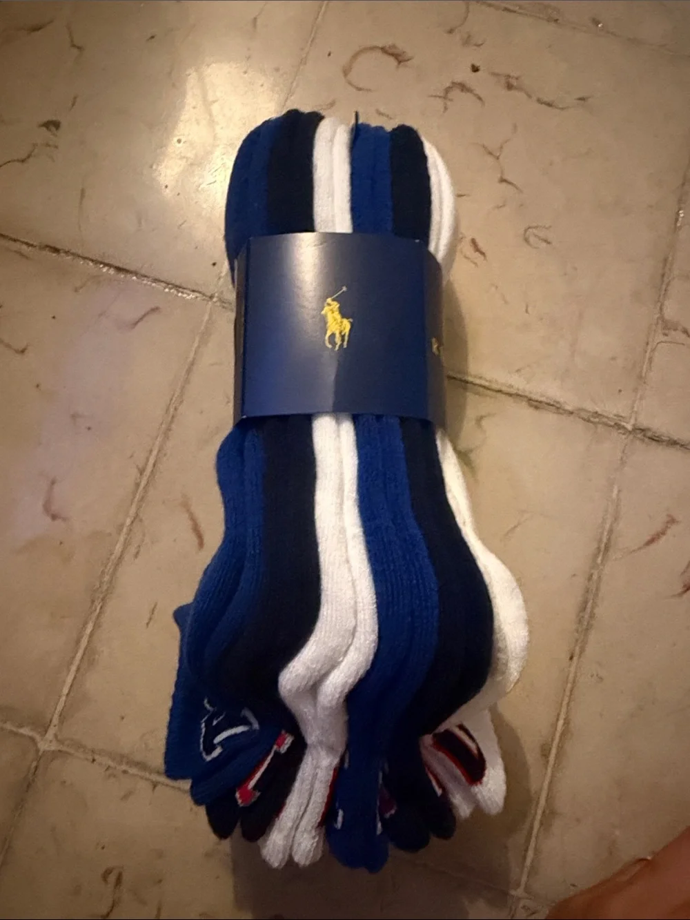 Polo by Ralph Lauren White & Navy Athletic Socks - 6 Pairs